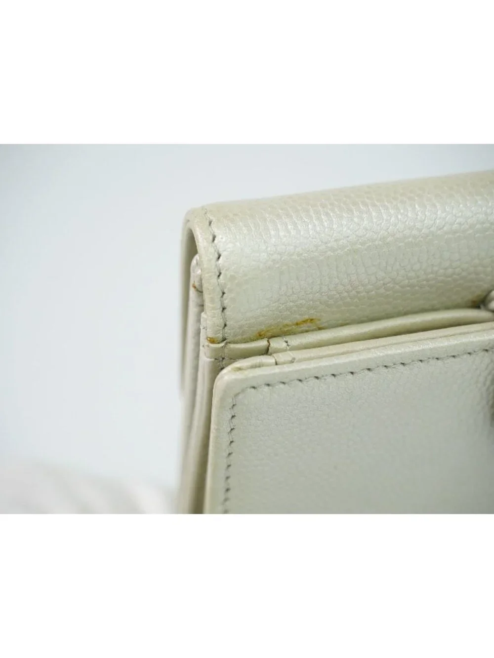 Chanel CC Logo Bifold Wallet Compact Leather Pearl White